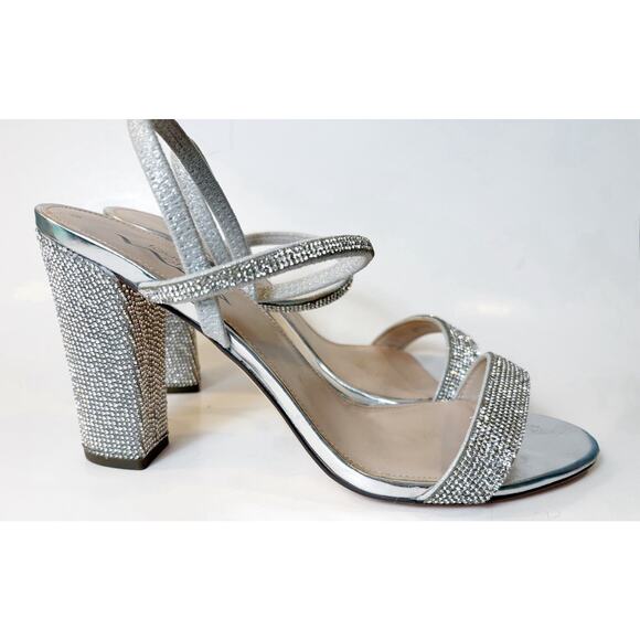 Nina Glittering Silver Block Heels - Picture 2 of 10